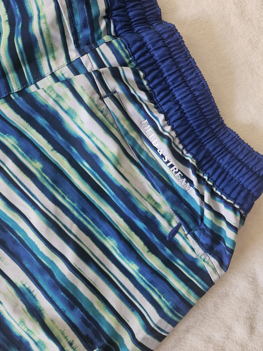 Field & Stream Women's Water Shorts Blue Teal Striped Size MD
